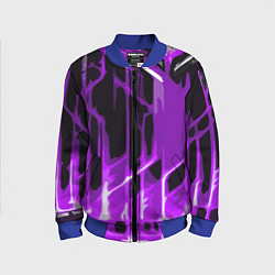 Детский бомбер Abstract purple stripes on a black background