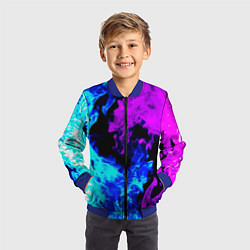 Бомбер детский Битва неонового огня, цвет: 3D-синий — фото 2