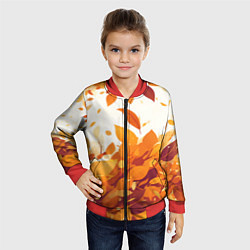 Бомбер детский Осенние опавшие листья, цвет: 3D-красный — фото 2