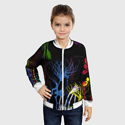 Бомбер детский Неоновый сюреализм, цвет: 3D-белый — фото 2