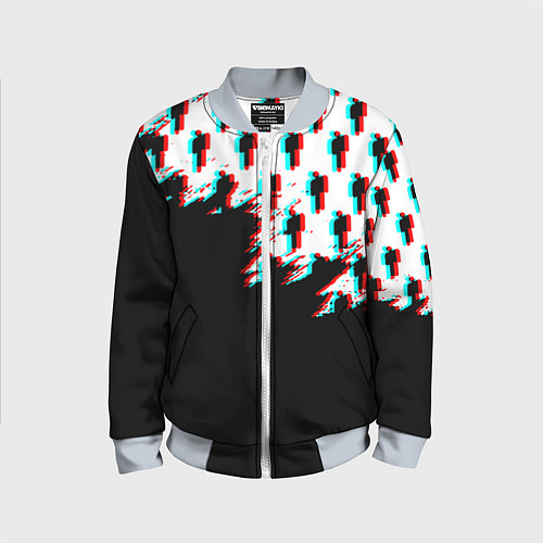 Детский бомбер Billie Eilish pattern glitch / 3D-Серый – фото 1