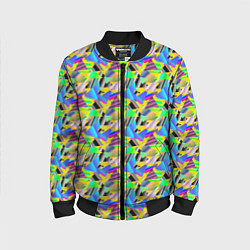 Бомбер детский Треугольники голографический эффект - паттерн, цвет: 3D-черный