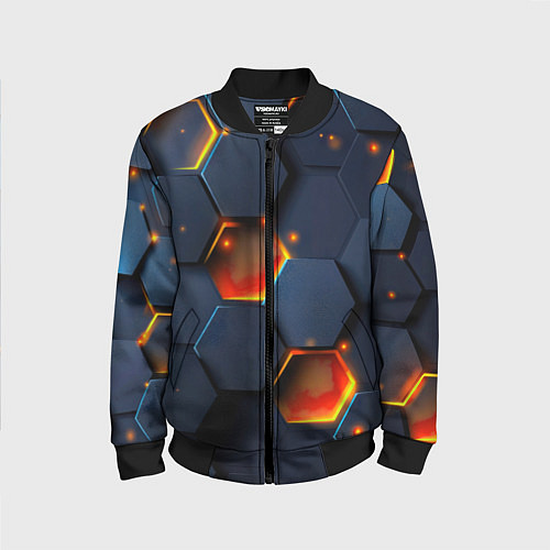 Детский бомбер Шестигранники с подсветкой / 3D-Черный – фото 1