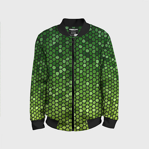 Детский бомбер Мозаика под зеленую змею / 3D-Черный – фото 1