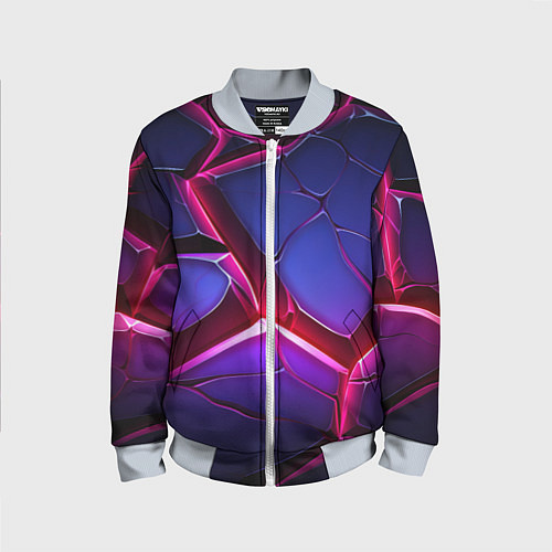 Детский бомбер Темные синие плиты и фиолетовый свет / 3D-Серый – фото 1