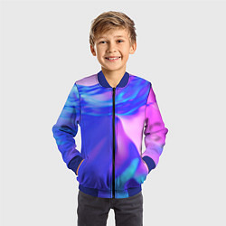 Бомбер детский Неоновая текстура абстракция, цвет: 3D-синий — фото 2