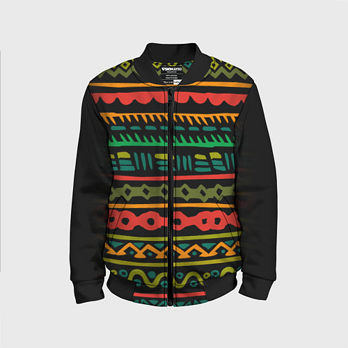 Детский бомбер Ethnic ornament on black / 3D-Черный – фото 1