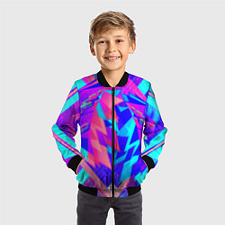 Бомбер детский Неоновая текстура грани, цвет: 3D-черный — фото 2
