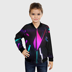 Бомбер детский Оптические лучи неон, цвет: 3D-черный — фото 2