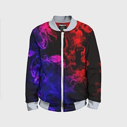 Бомбер детский Неоновый цветок в дыму, цвет: 3D-серый