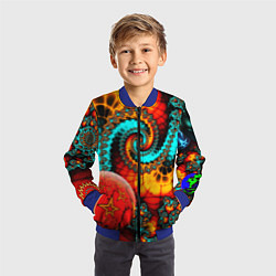 Бомбер детский Фрактальный узор из фигур, цвет: 3D-синий — фото 2