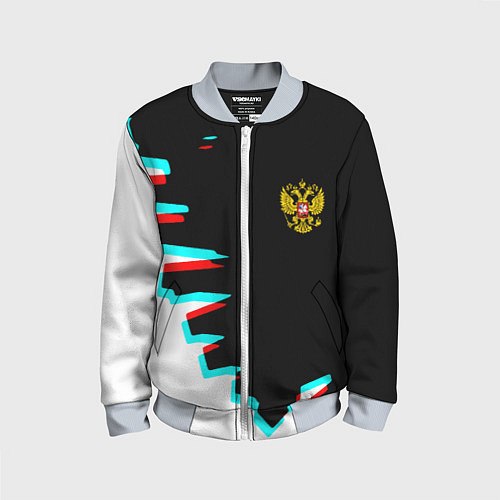 Детский бомбер Герб текстура глитч / 3D-Серый – фото 1