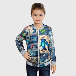 Бомбер детский Minecraft шагает на пэчворк, цвет: 3D-серый — фото 2