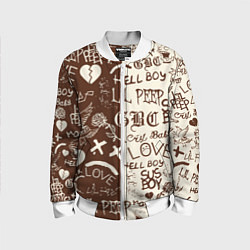 Бомбер детский Lil peep retro pattern, цвет: 3D-белый