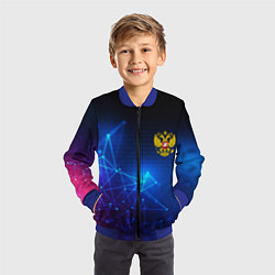 Бомбер детский Герб РФ абстракция текстура, цвет: 3D-синий — фото 2