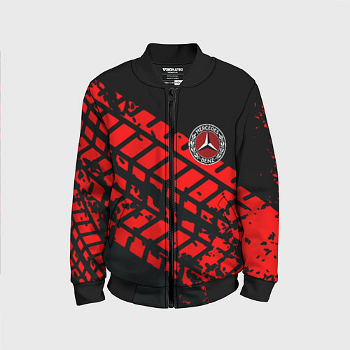 Детский бомбер Mercedes следы от шин / 3D-Черный – фото 1