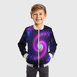 Бомбер детский Фрактальный неон, цвет: 3D-белый — фото 2