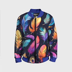 Детский бомбер Разноцветные переливающиеся перья