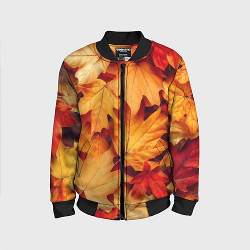 Детский бомбер Осенние кленовые листья / 3D-Черный – фото 1