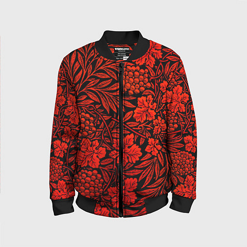 Детский бомбер Красная рябина / 3D-Черный – фото 1