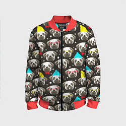 Детский бомбер Мопсы цветной паттерн