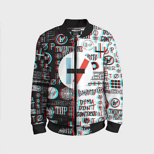 Детский бомбер Twenty one pilots glitch pattern / 3D-Черный – фото 1