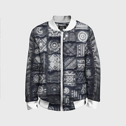 Детский бомбер Африканские узоры на пэчворк дениме