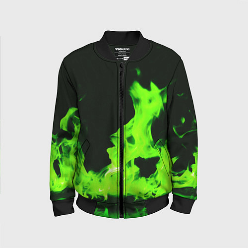 Детский бомбер Кислотный зелёный огонь / 3D-Черный – фото 1