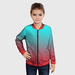 Бомбер детский Абстрактно неоновый градиент, цвет: 3D-красный — фото 2