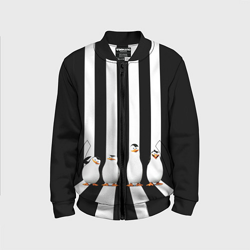 Детский бомбер Четыре пингвина / 3D-Черный – фото 1