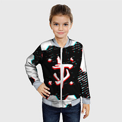 Бомбер детский Doom hexagon glitch color, цвет: 3D-серый — фото 2
