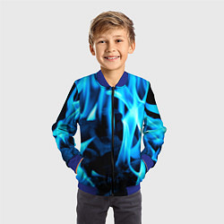 Бомбер детский Синий огонь текстура, цвет: 3D-синий — фото 2