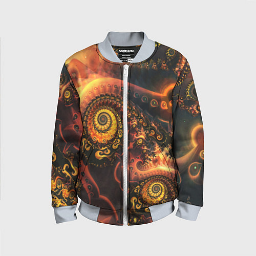 Детский бомбер Оптические узоры фракталы / 3D-Серый – фото 1