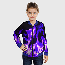 Бомбер детский Неоновый огненный стиль, цвет: 3D-синий — фото 2