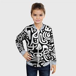 Бомбер детский Современный черно белый паттерн, цвет: 3D-серый — фото 2