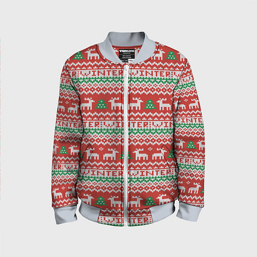 Детский бомбер Deer christmas pattern / 3D-Серый – фото 1