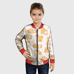 Бомбер детский Паттерн сиба ину, цвет: 3D-красный — фото 2