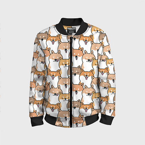 Детский бомбер Узор сиба ину / 3D-Черный – фото 1