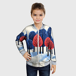 Бомбер детский Красно-синие елки, цвет: 3D-серый — фото 2