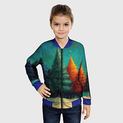 Бомбер детский Разноцветные елочки, цвет: 3D-синий — фото 2