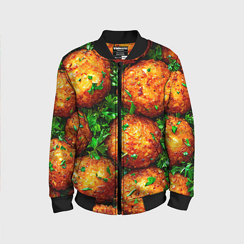 Детский бомбер Котлеты / 3D-Черный – фото 1