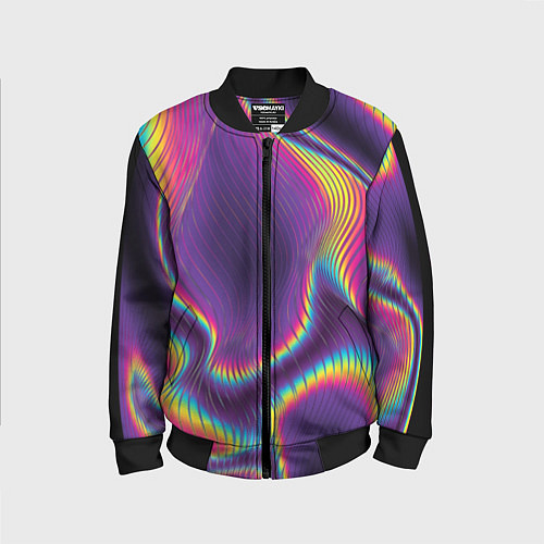 Детский бомбер Неон - волны / 3D-Черный – фото 1