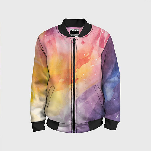 Детский бомбер Краски акварели / 3D-Черный – фото 1