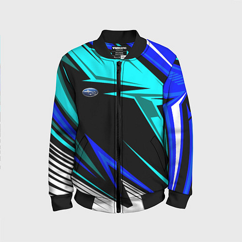 Детский бомбер Субару - синий спорт / 3D-Черный – фото 1