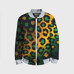 Бомбер детский Зеленые и золотые пятна леопарда, цвет: 3D-серый