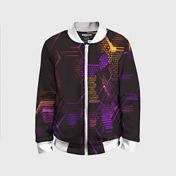 Детский бомбер Жёлто-фиолетовые точки и линии на чёрном фоне