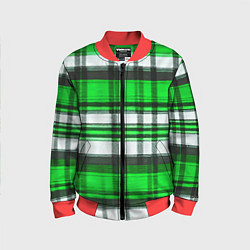 Детский бомбер Зелёно-белая ткань в клетку