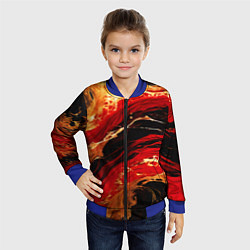 Бомбер детский Красно-золотые брызги на чёрном фоне, цвет: 3D-синий — фото 2