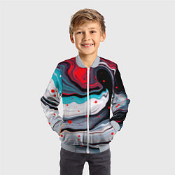 Бомбер детский Флюид арт абстракция, цвет: 3D-серый — фото 2