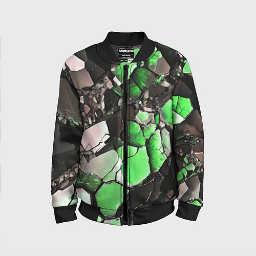 Детский бомбер Чёрно-зелёный камень / 3D-Черный – фото 1